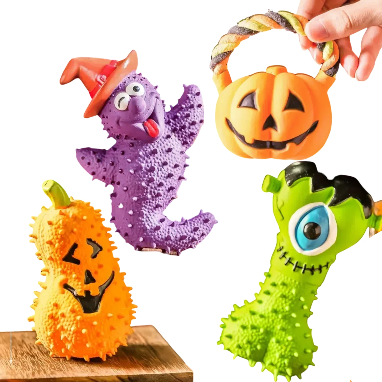 Hot Sale Halloween Pet Toys Latex Squeaky Pumpkin Bat Shaped Halloween Dog Toy for Puppy