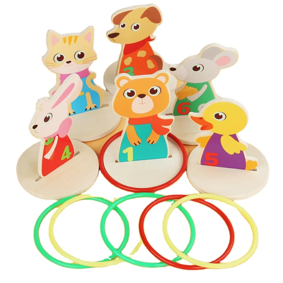 2024 Wooden Children Sandbag Throwing Game Geometric Number recognition sandbag hoop Outdoor toy sense training kindergarten