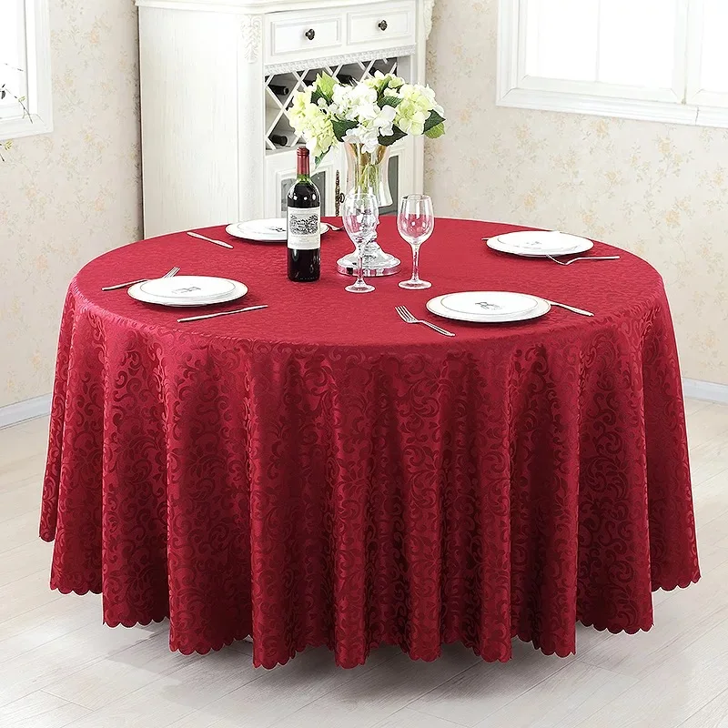 120' Wedding Decoration Round Table Cloth Polyester Jacquard Fabric Table Cloth
