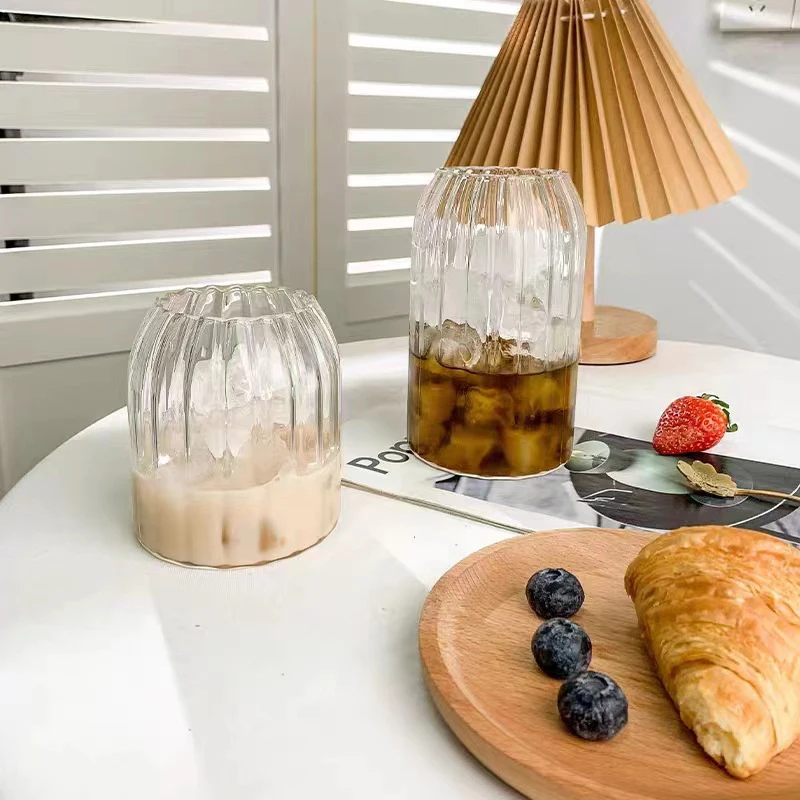 Ins Korean Style 500ml High Borosilicate Ice Cream Glass Cup Milk Tea Mug Clear Glass Cups Shot Glasses for Kitchen