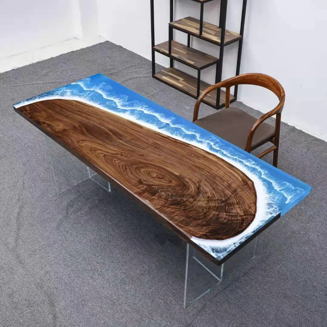 Live Edge Slab Epoxy Table Suar Solid Wood Table Top