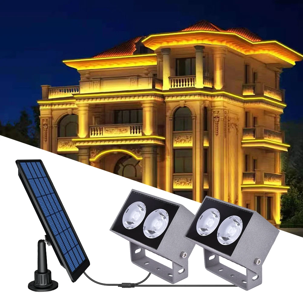 Солнечный один буксир два прожектора 10 Вт наружный водонепроницаемый IP65 строительный настенный светильник DC24V