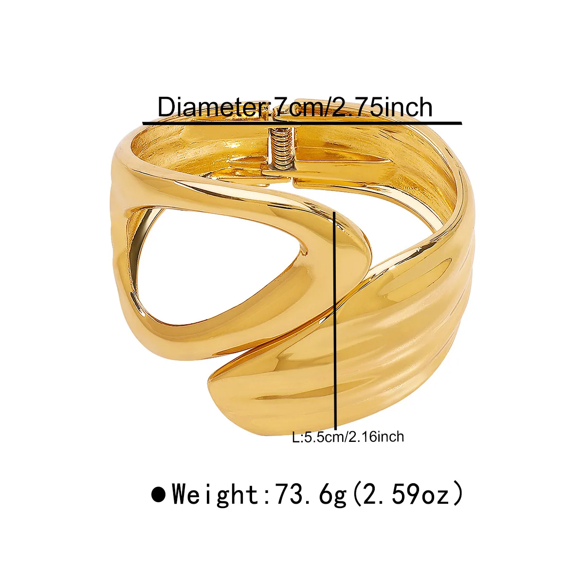 2024 Новое поступление модный дешевый оптовый геометрический Асимметричный браслет из сплава роскошный Расширенный дизайн с открытой пружиной