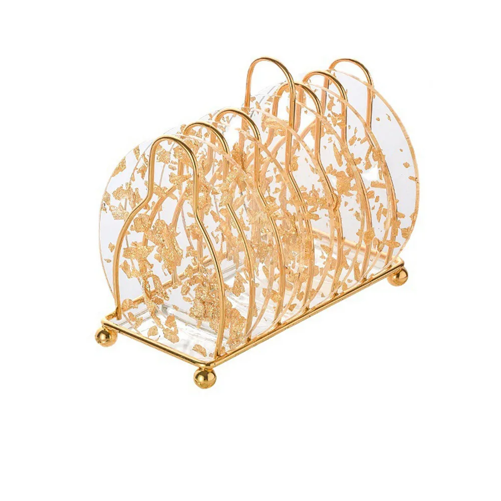 Лидер продаж, акция, акриловые подставки, круглые и шестиугольные стеклянные подставки из золотой фольги