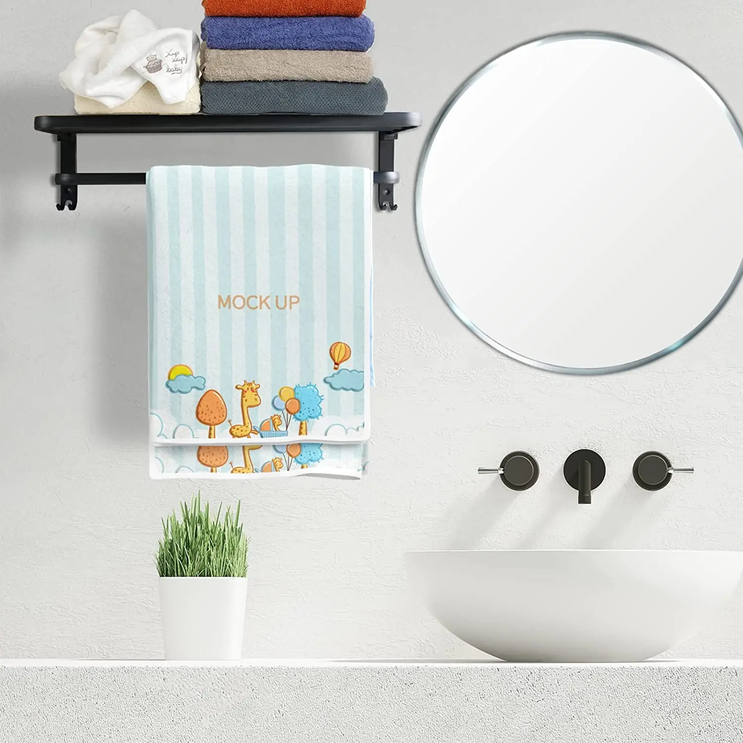 Towel Racks for Bathroom, Black Towel Bar for Bathroom with Double Shelf, Bathroom Towel Rack Wall Mounted 2 Tier