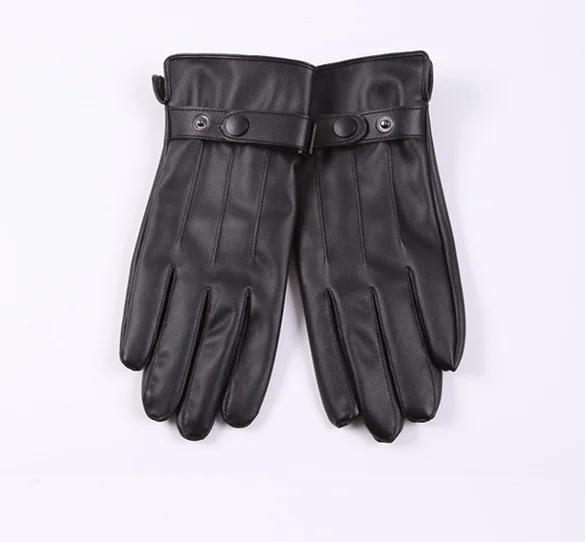 Hot sale winter daily life fashion soft black men leather glove PU Leather/ Fake Leather Gloves Factory offer Cheap Price