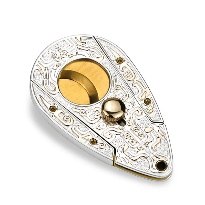 High-end Unique Ergonomic Double Guillotine Teardrop Shape Cigar Cutter