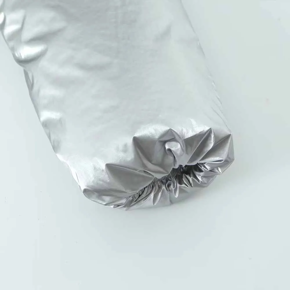 PB&ZA Women 2023 Winter Fashion Metal padded jacket short anorak Coat Vintage Long Sleeve Female Outerwear Chic Overshirt