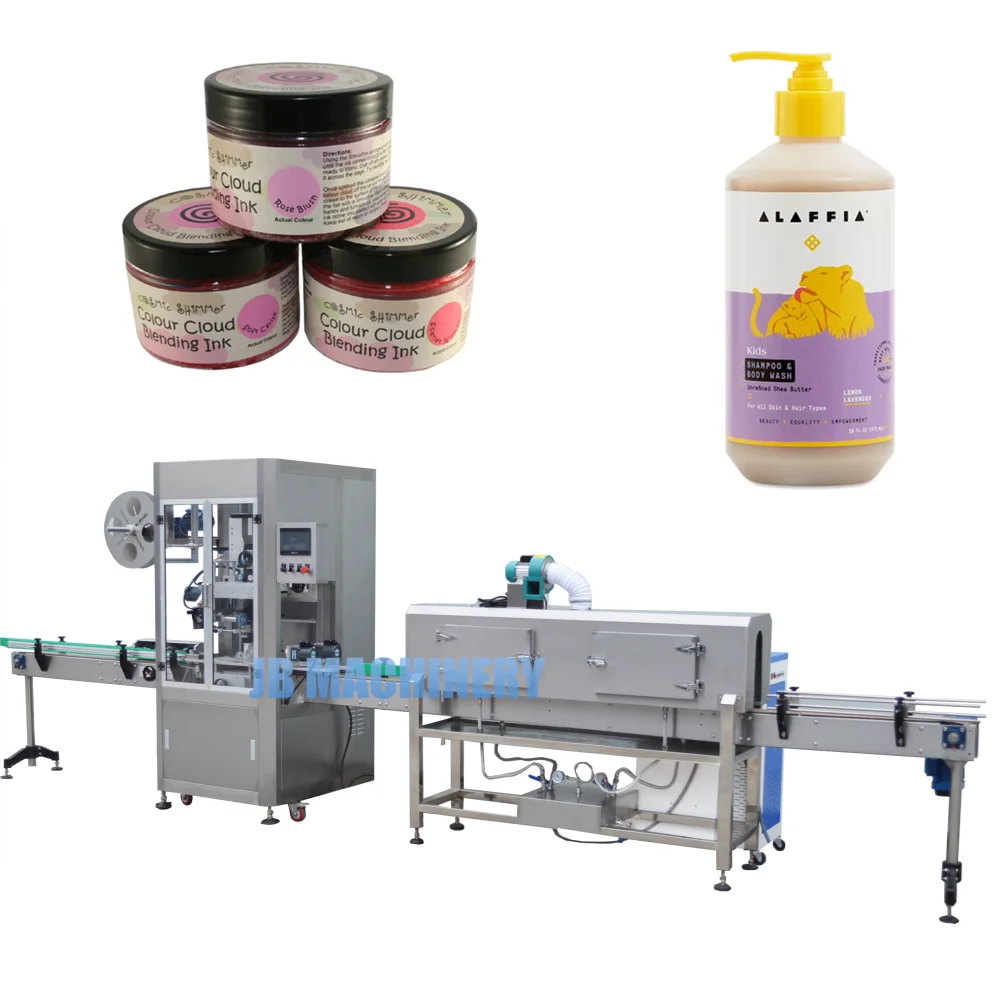 JB-TB200 Automatic cosmetic cream shampoo body lion bottle shrink sleeve labeling machine price