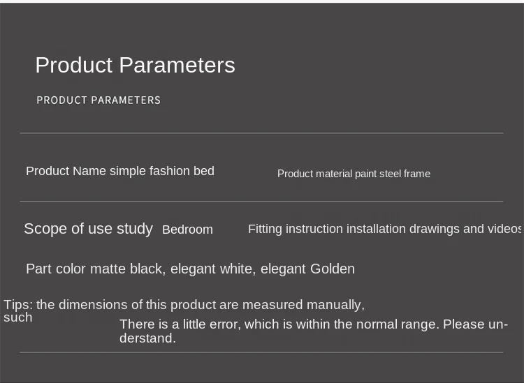 
1.5m single apartment wrought iron bed double 1.8m rental room bed modern minimalist bed 