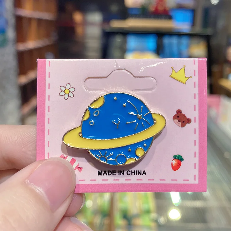 Custom Cute Star Cartoon Planet Hat Pin Metal Enamel Pin Personalized Badge for Students OEM & ODM Services Available