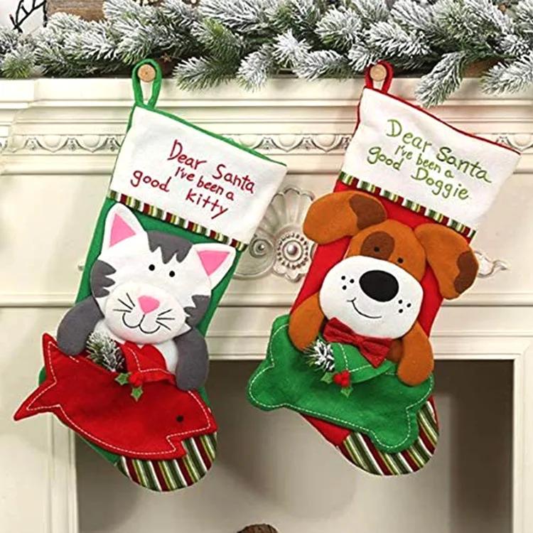 2024 new  Cat Dog Christmas Stocking Christmas Decorations Pet Stockings Christmas For Xmas Gifts