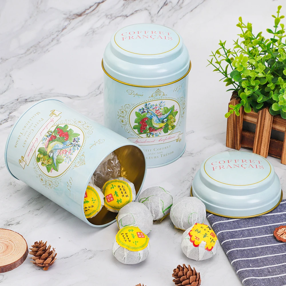 Elegant Metal Tinplate Empty Cylinder Tea Tin Box