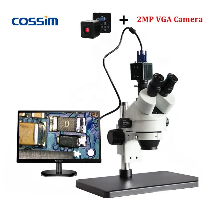Черная металлическая Базовая четкость 2MP VGA цифровая видеокамера электронный Тринокулярный BGA стерео микроскоп