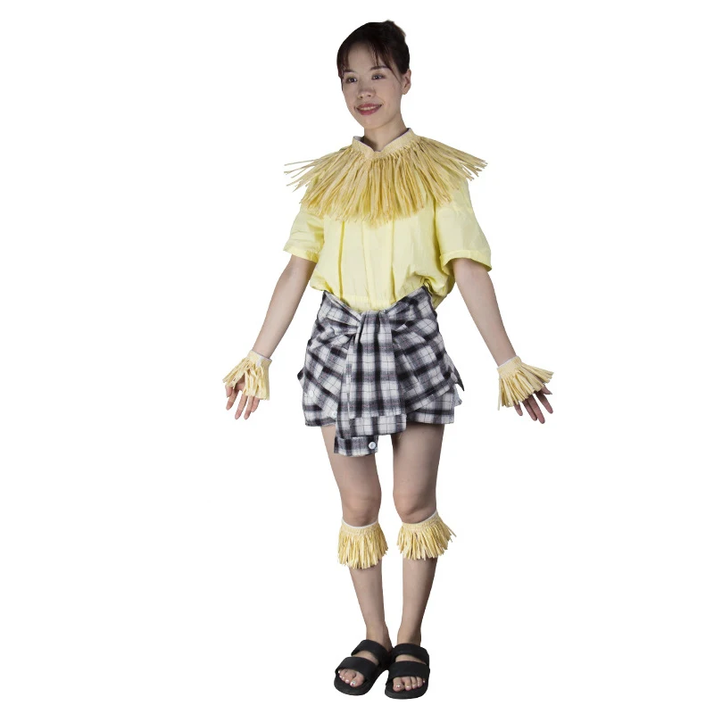 Party Costume Raffia Grass Hula Skirt Hawai Style Dancing Props Male Female 5pcs Set