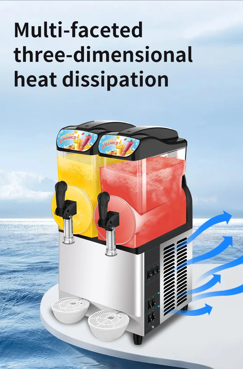 Commercial Slush Making Machine 12L x 2 Tanks Snow Frozen Drink Slushy Smoothie Maker With Led Light