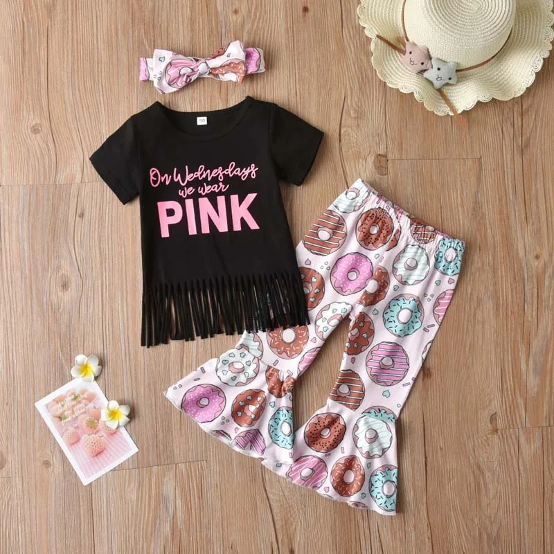 Hot selling Fashion Toddler Girl Clothing Sets Girls Outfits  Kids Infant Girls Clothing  Set shirts bell bottoms