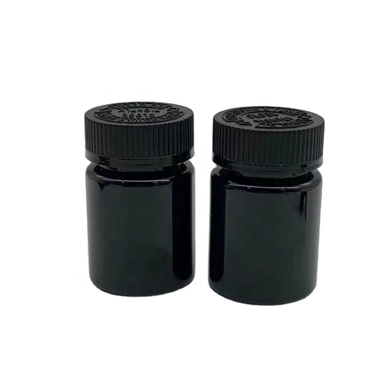 2oz 60cc 60ml PET Black Health Care Products Plastic Bottle Powder Capsule Pill Bottle Supplement Container With 38mm Cap Lid