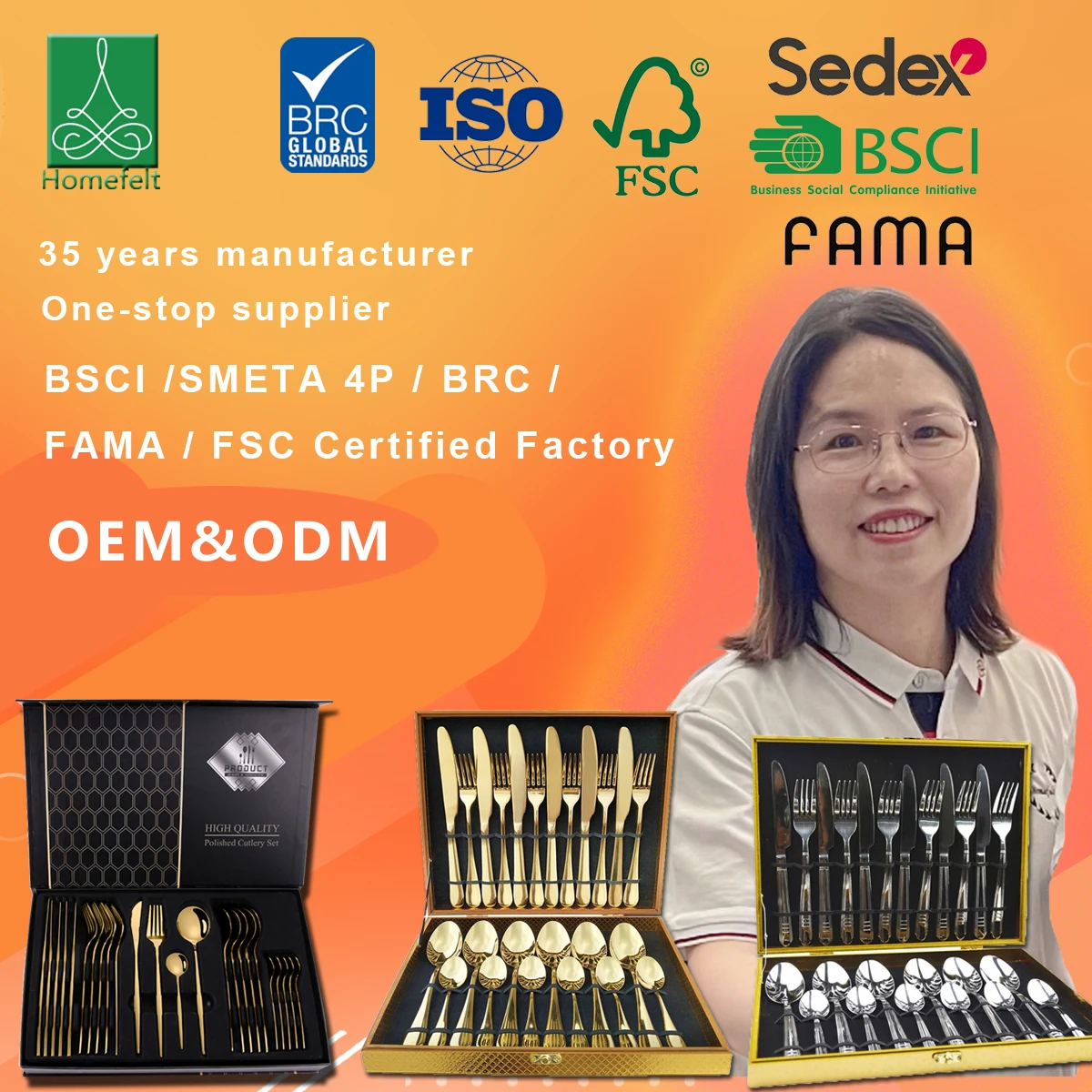 HOMEFELT OEM/ODM Gold Colours Rose Gold Black Silver Stainless Steel Knife Fork And Spoon Flatware Cutlery Set