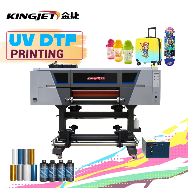 Kingjet Automatic Roller Uv Dtf Sticker Printer 16inch with curing ab film uv impresora dtf set eps I3200 printheads