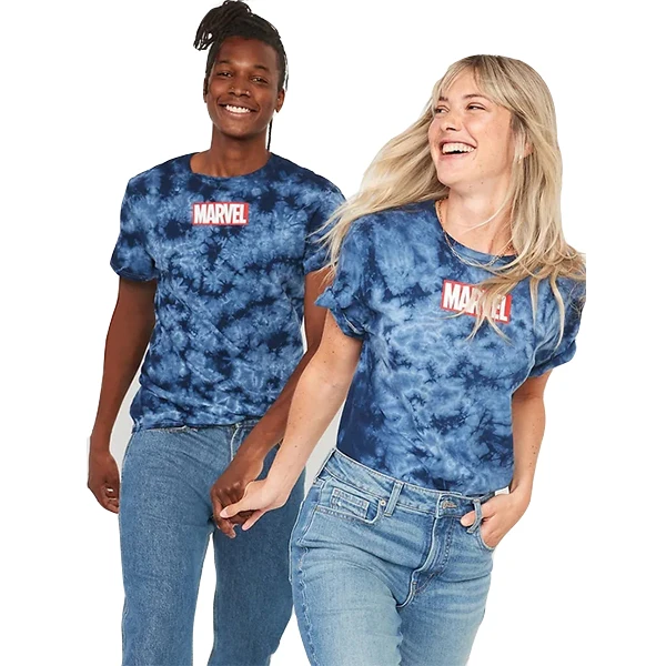 Black Couples Unisex Drop Shoulder Marvel Studios Pattern Active Wear T Shirt