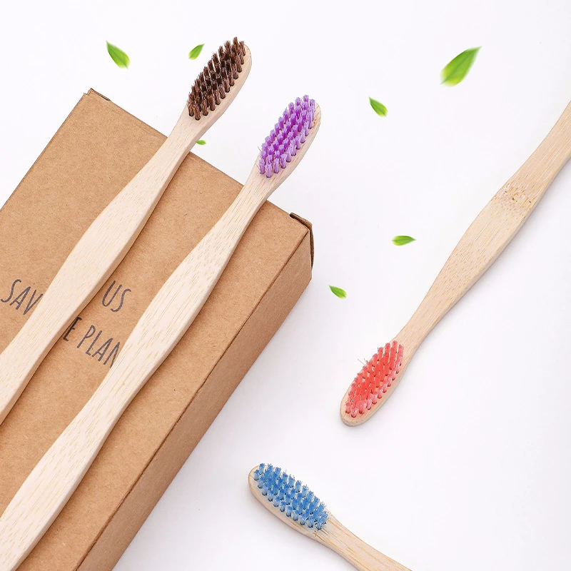 Adult thick crank bamboo charcoal soft bamboo toothbrush Home stay hotel disposable bamboo toothbrush degradable and screen prin