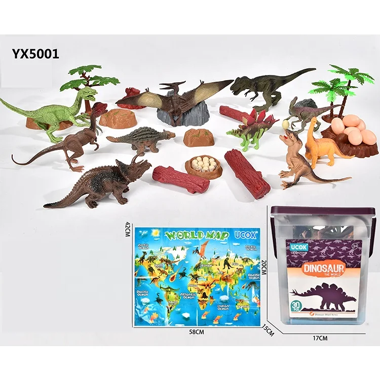 Educational Realistic Dinosaur Play Set to Create a Dino World Including T-Rex, Triceratops, Velociraptor, Great Gift for Boys