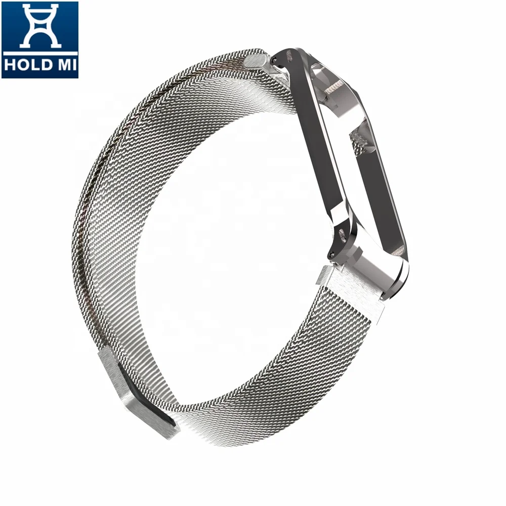 HOLDMI ODM 43026 серия серебристого цвета из нержавеющей стали miband 4 ремешок Миланская петля для mi band 4 и 3