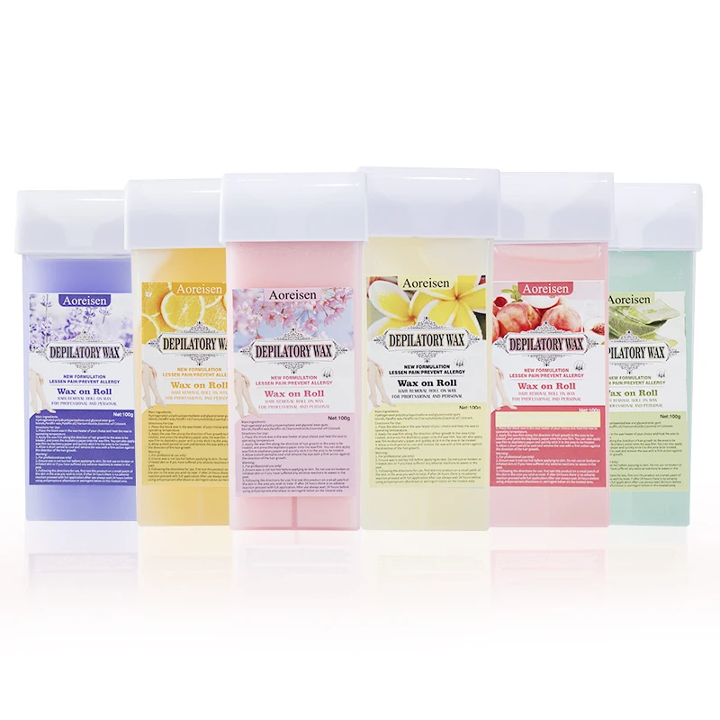 Private Label 100g Hair Depilatory Hot Roll-on Wax Cartridge Roller For Men and Women Body Bikini Legs Hair Removal Wax on Roll