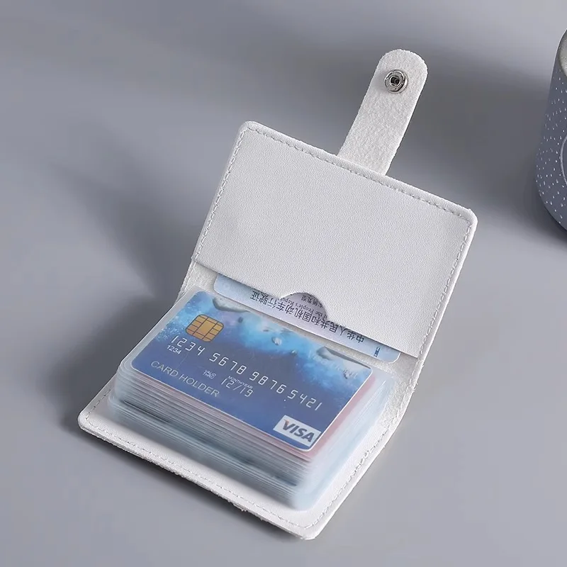 acrylic id card holder cute retractable mini leather credit card holder soft pu credit card organizer for women and girls