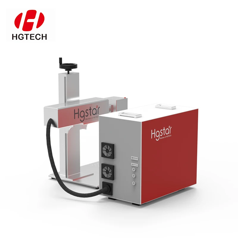 HGTECH 110x110mm Air cooling 220V 20W/30W 50W/60W 100W Raycus Metal Laser Marker Desktop Laser Fiber Engraving Marking Machine