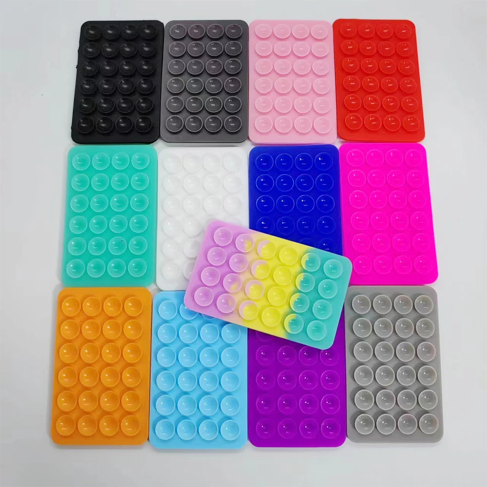 Durable 30dots Non-Adhesive Silicone Suction Cups Double-Sided Anti-Slip Grip Mobile Phone Holder Reusable Square Suction Pad