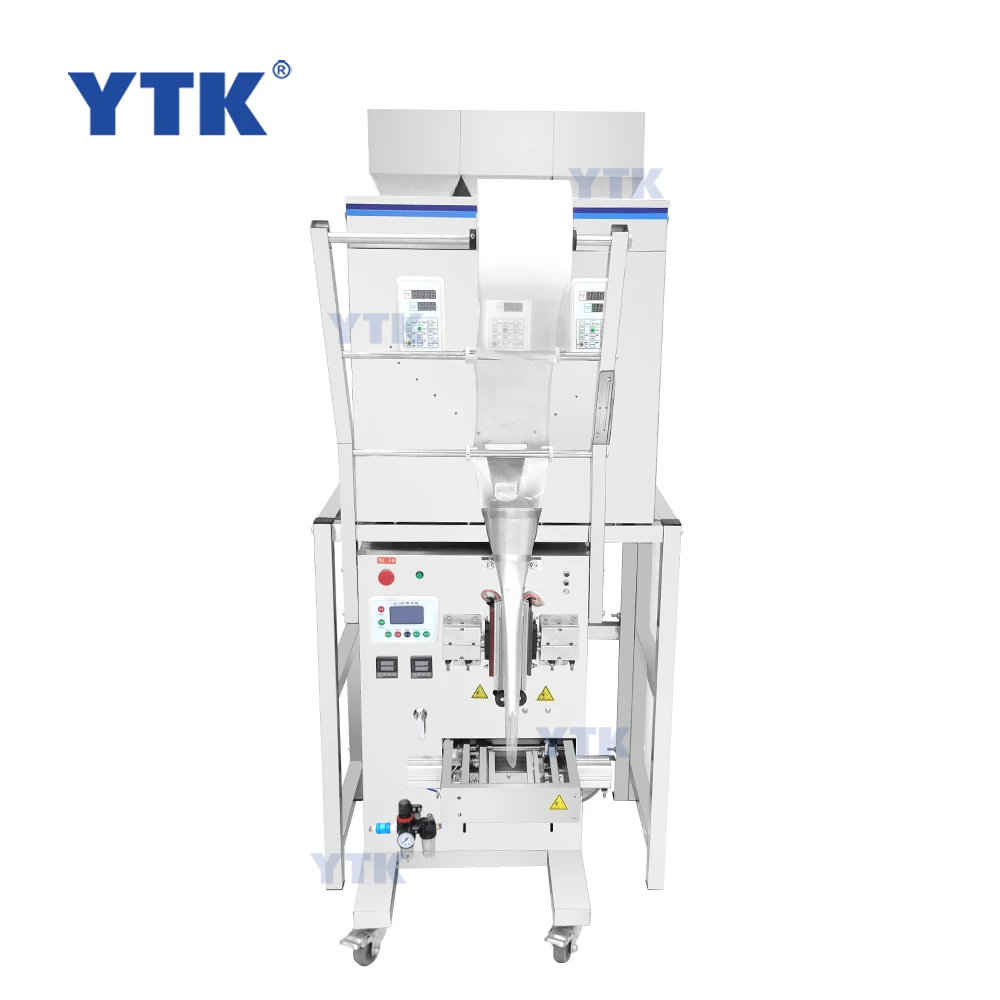 Automatic 2-200g 3 heads Bag Packing Machine with 4 cylinders and New PLC panel for pills, seeds, melon seeds, dog food, coffee