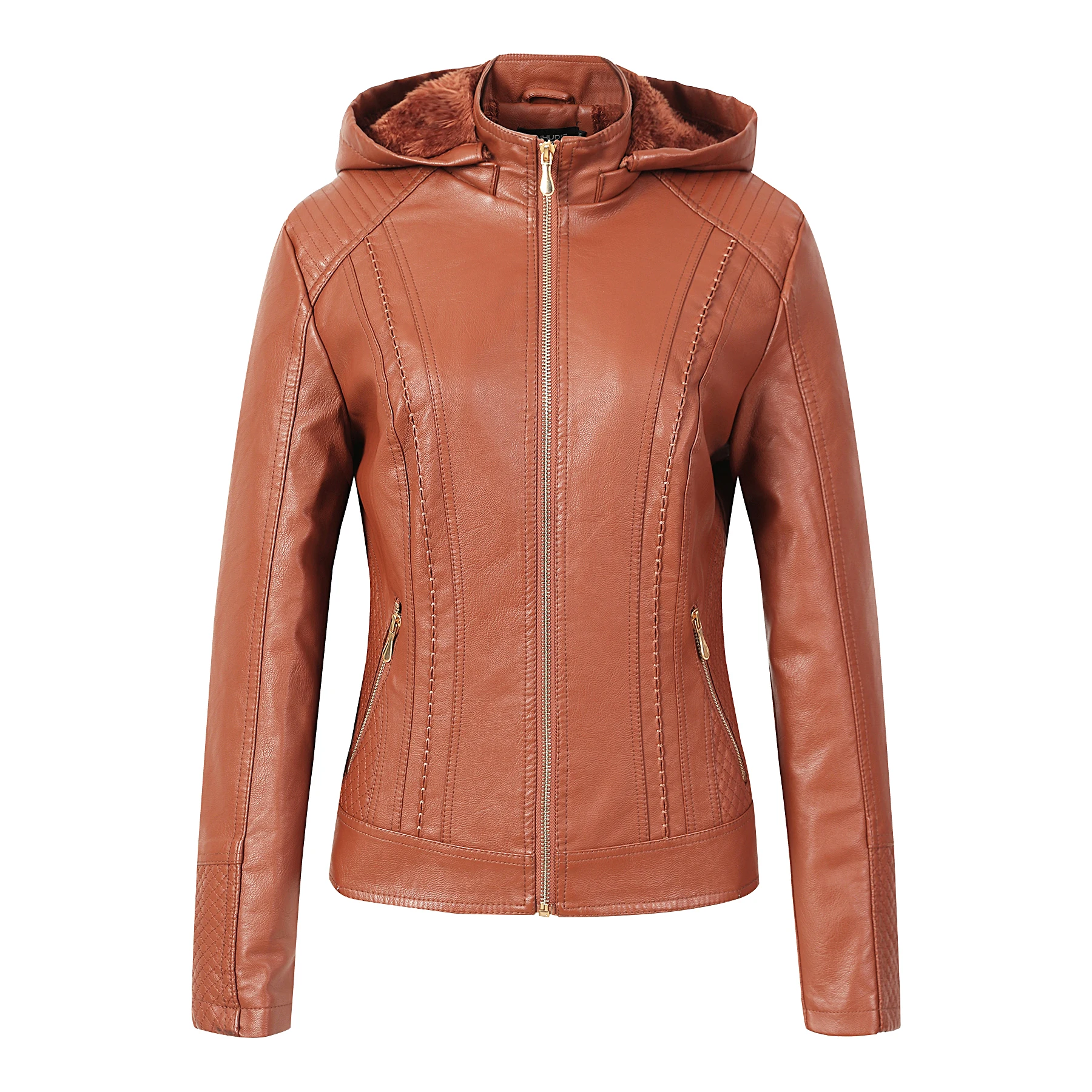 
High Quality Oversized Hot Selling Womens PU Leather Motorcycle Winter Jackets 