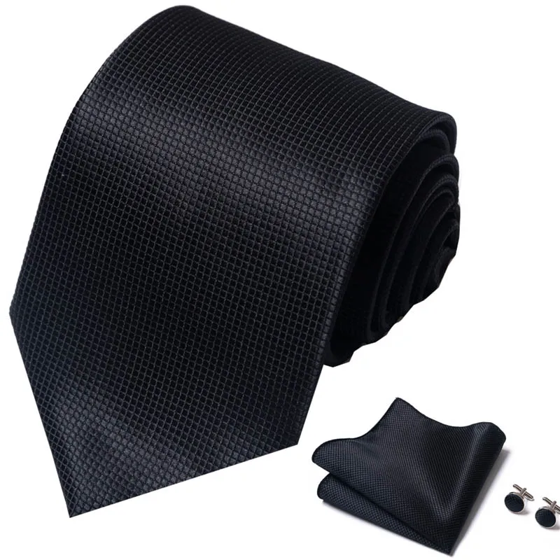 Solid  Black Orange Paisley Silk Woven Mens Ties Set