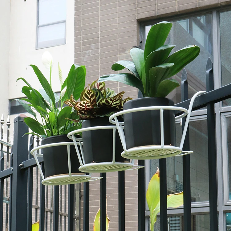 Подставка для растений без установки, металлическая стойка для цветочных горшков, держатель с вешалкой, подвесная на перила для украшения балкона