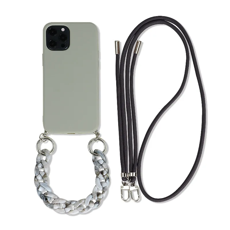 TPU Mobile Cell Phone Protective Case with Crossbody Necklace Bracelet Style chain Strap for kinds of iPhone 11 12 13 Pro Max