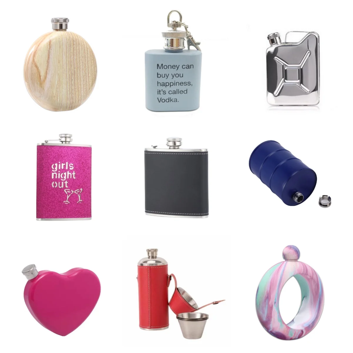 1oz 30ml Portable Pocket Mini Whiskey Food Grade Stainless Steel Mini Liquor Hip Flask With Keychain