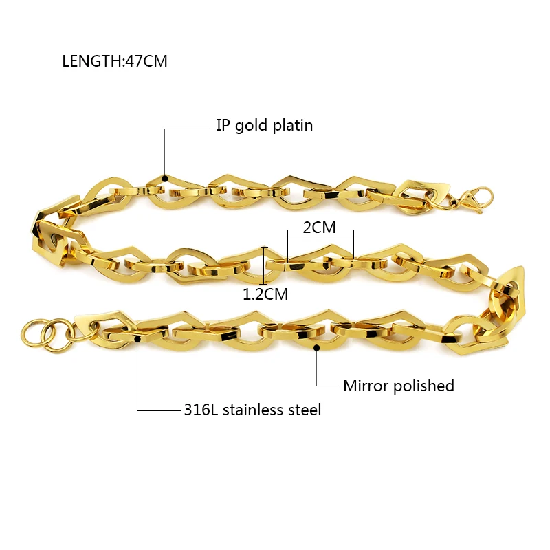 Stainless Steel Big Thick Heart Shape Necklace Chain for Women Men Couples Necklace Jewelry Pendant Heart Charm Choker Necklace