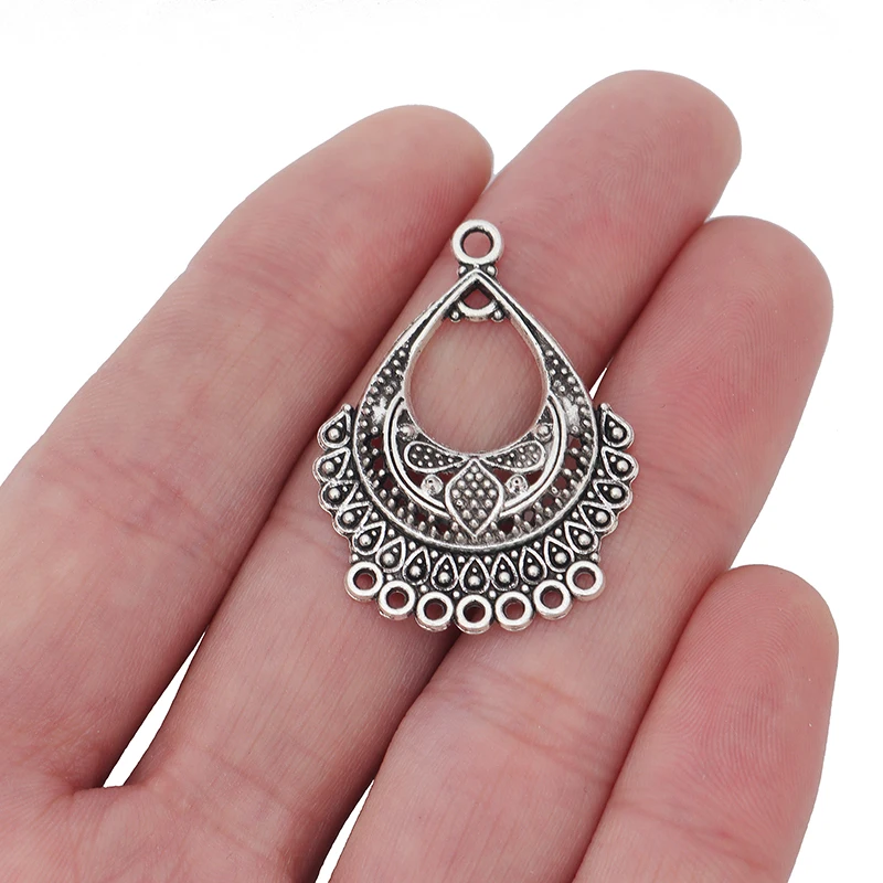 Tibetan Silver Earring Chandelier Multi Strand Connector Charms Pendants for Jewelry Making Accessories 36x25mm