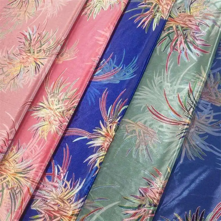 Hejin Wholesale Custom High Quality Woven Dubai Soft Jacquard Polyester Flower Chiffon Fabric for Women Dresses Clothing