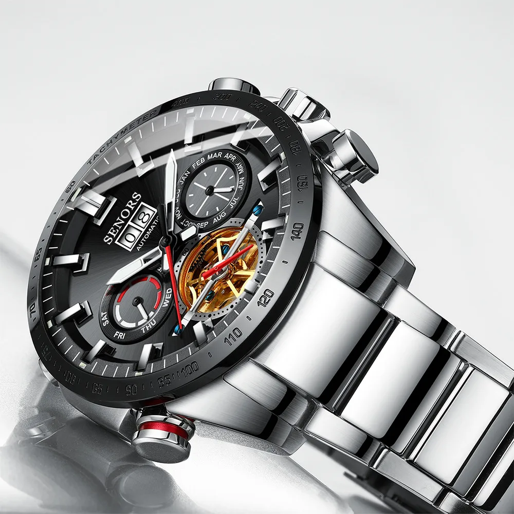 
SN200 2021 Hot Sale Luxury Mens Skeleton Tourbillion Automatic Mechanical Watches 