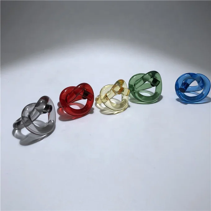 Independent Design Fashion Resin Acrylic Statement  know Jewelry Heart Ring Simple Knotted Love Heart Ring For Girls