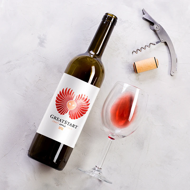 Printing Red Wine Bottle Logo Stickers Beer Waterproof Hot Stamping Gold Foil White Wine Sticker Custom Private Label Wine