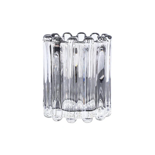 Korean Style Gear Cylindrical Glass Cup Makeup Brush Bucket for Tabletop Decor and Sublimation Ornaments