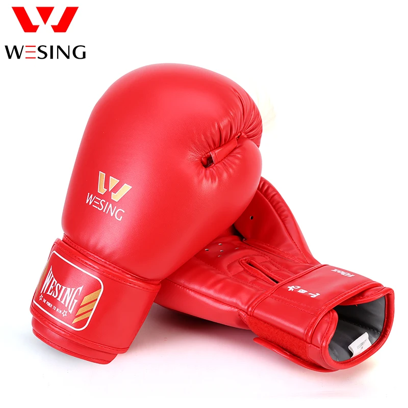 Wesing High Quality Custom Logo Guantes Boxing Gloves Wholesale Pu Leather Red Boxing Gloves