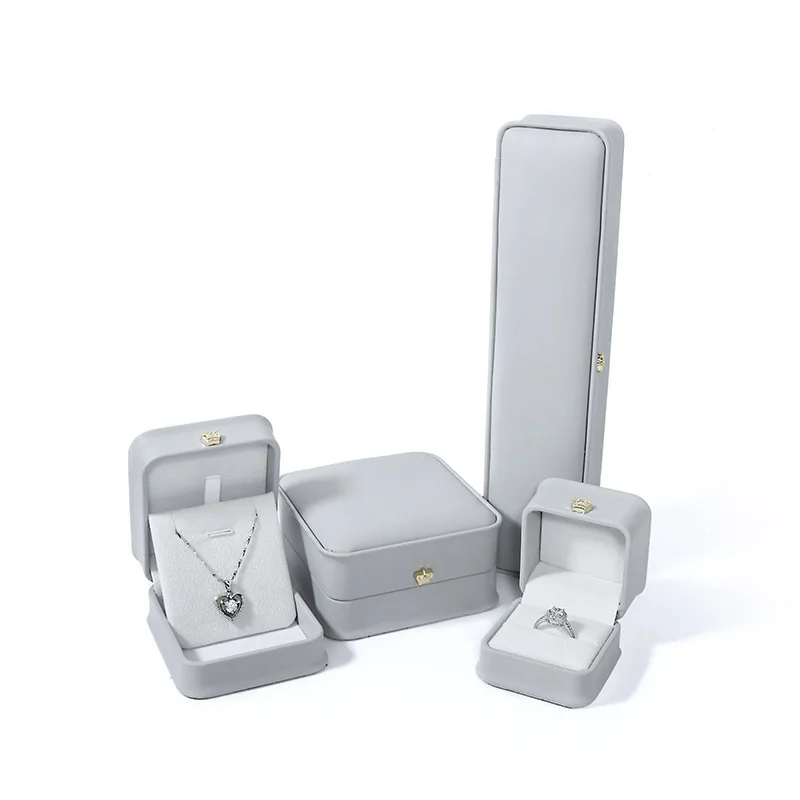 Custom Luxury PU Leather Velvet Ring Earrings Packaging Gift Box Necklace Bracelet Jewelry Boxes With Logo