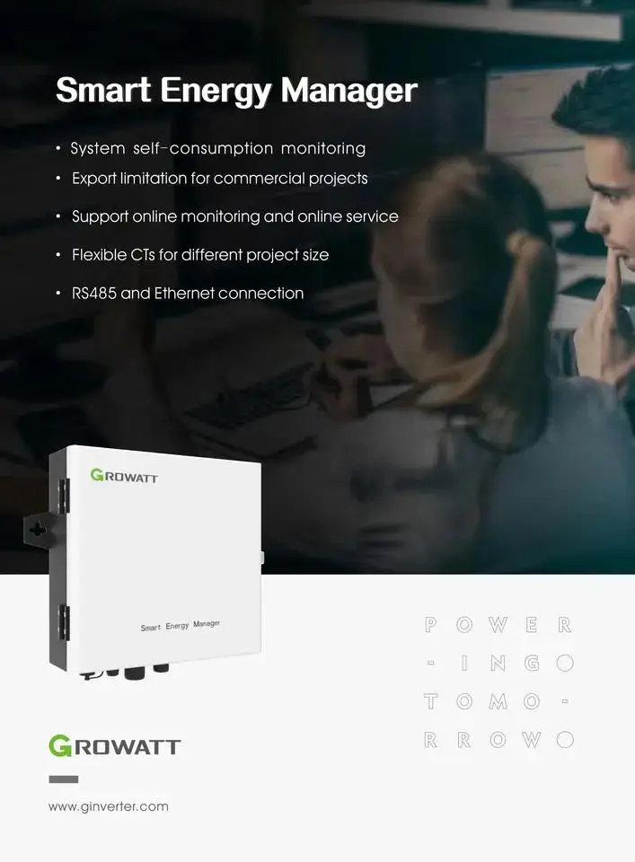 Growatt Smart Energy Manager(SEM-E) управляет несколькими инверторами солнечной энергии и хранения гибкие CT для различных размеров проекта