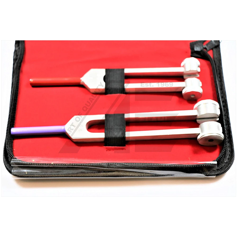 2024 Premium NEUROLOGICAL Tuning Fork Set of 5PCS C2048 + C1024 + C512 + C256 + C128 DIAGANOSTICS Instruments with Leather Case