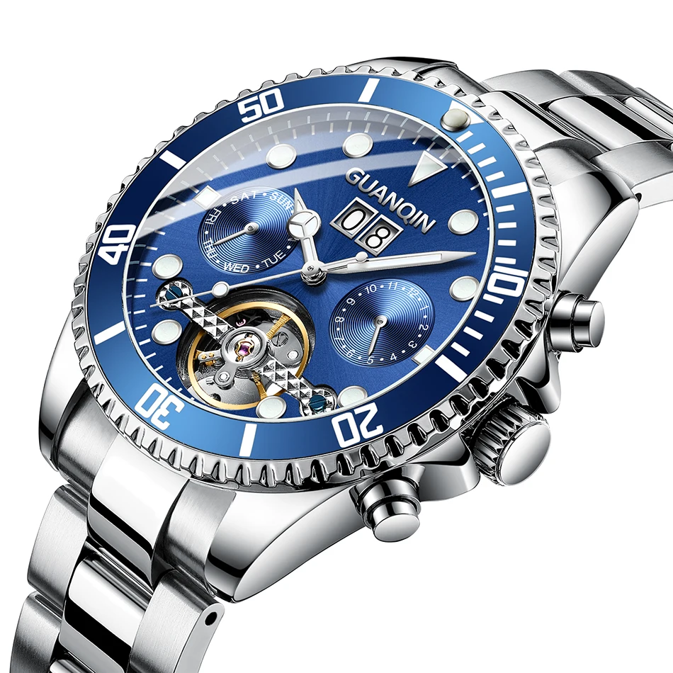 
waterproof luxury men tourbillon automatic mechanical stainless steel watches 